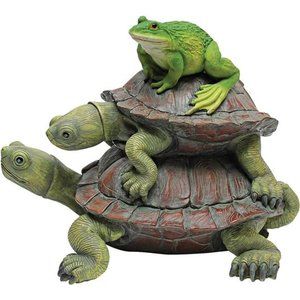 Frog and Turtles Garden Animal Statue,8 Inches Wide,11 Inches Deep,8 Inches High